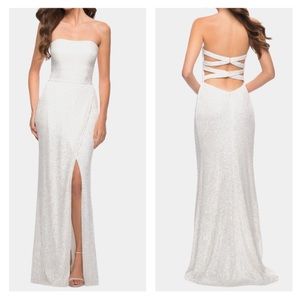 New! La Femme Sequin Strapless Dress